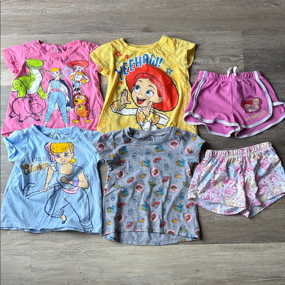 Disney Pixar Toy Story Size 4 girls shirts and shorts bundle set Jessie Bo peep